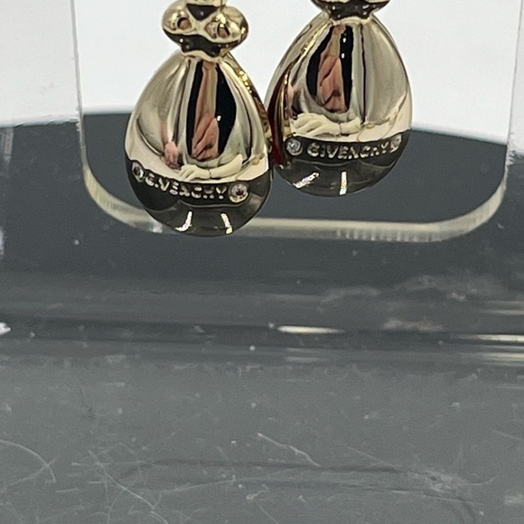 Givenchy Womens Gold Tone Red and Clear Crystal Dangle Drop Earring New - Picture 8 of 10